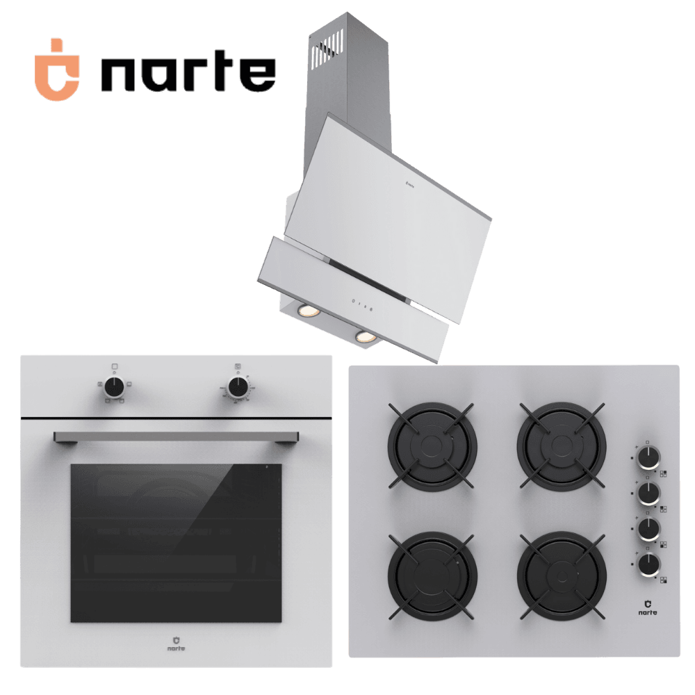 Narte Beyaz Üçlü Ankastre Set NT-OV200B NT-CG20060B NT-H10060BX