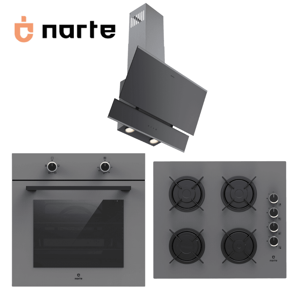 Narte Gri Üçlü Ankastre Set NT-OV200B NT-CG20060B NT-H10060BX