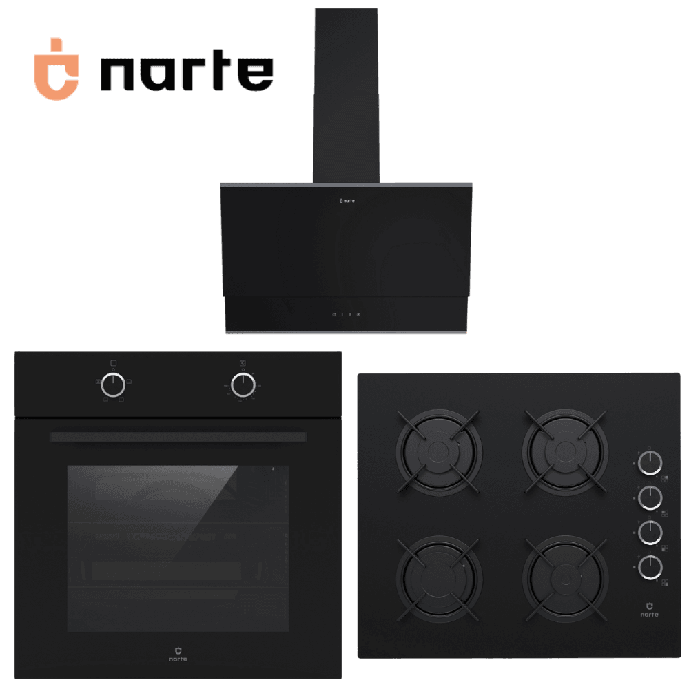 Narte Siyah Üçlü Ankastre Set NT-OV200B NT-CG20060B NT-H10060BX